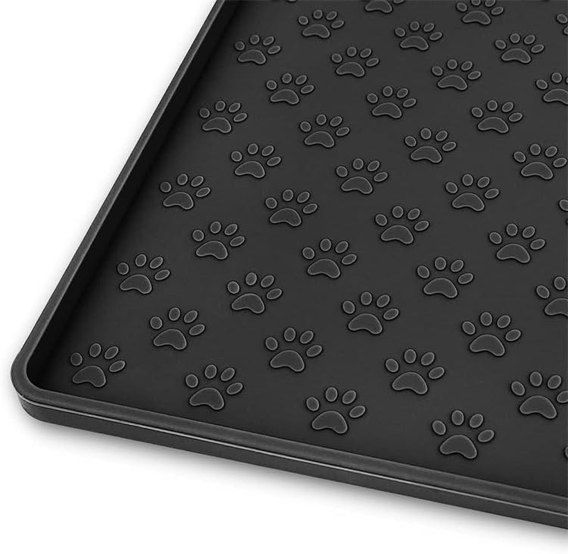 Pet Placemat for Dog and Cat, Mat for Prevent Food and Water Overflow, Suitable for Small, Medium and Big Pet (Black, 48 * 30Cm) image number 5