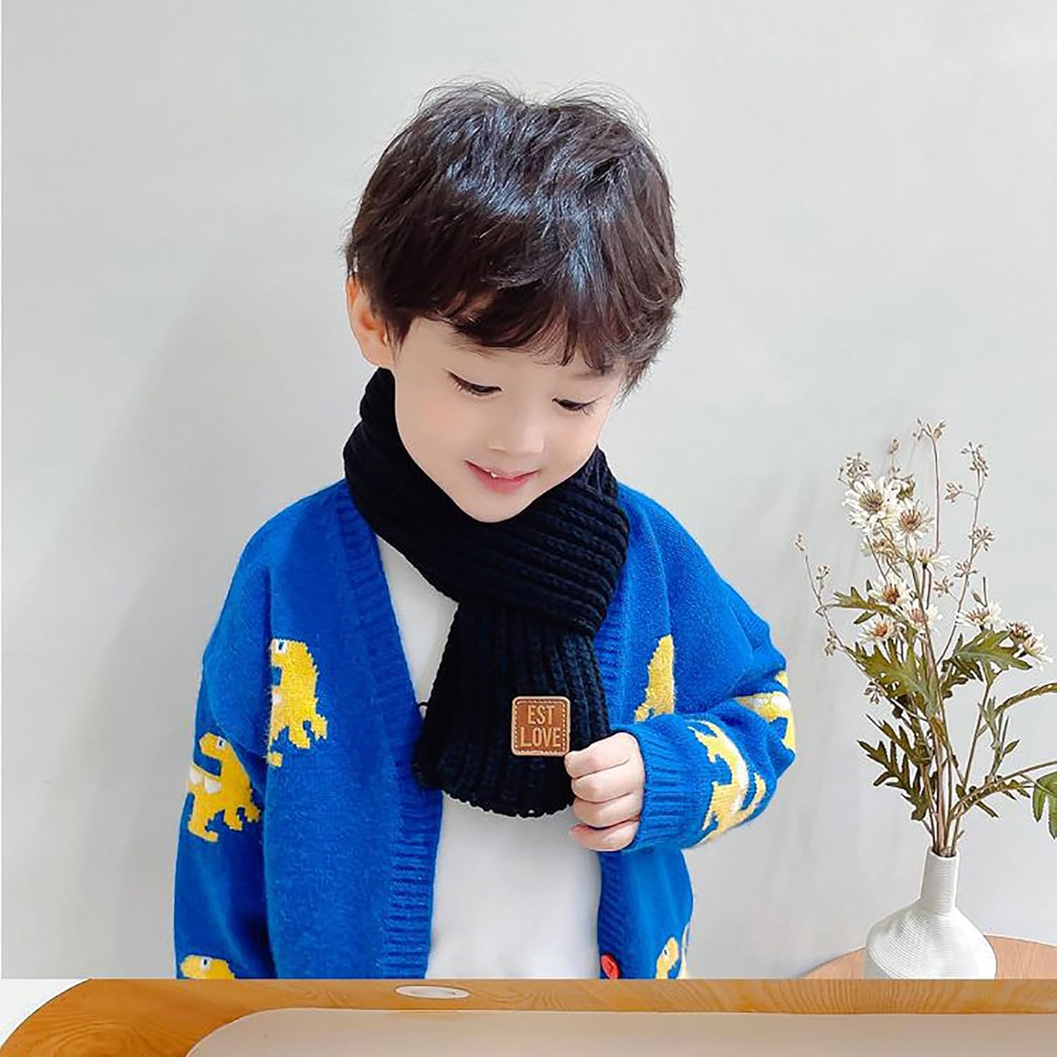 Kids Knit Scarf Winter Fashion Solid Color Toddler Baby Scarves Wrap Neck Warmer