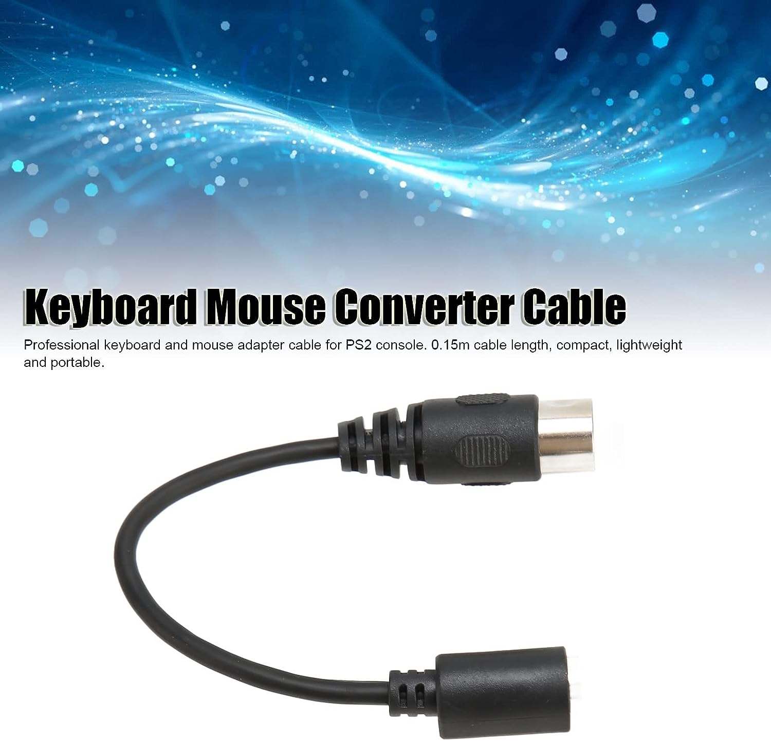 Keyboard and Mouse Adapter Cable for , 5 Pin Male DIN to 6 Pin Female Mini DIN, 0.15M / 5.9In, Plug and Play. image number 2