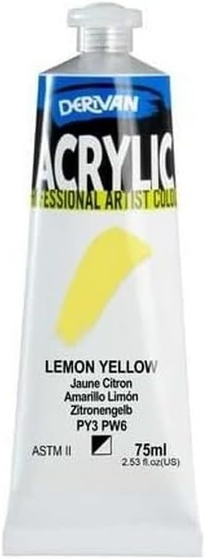 Derivan Acrylic Professional Artist Colour 75 Ml, Lemon Yellow