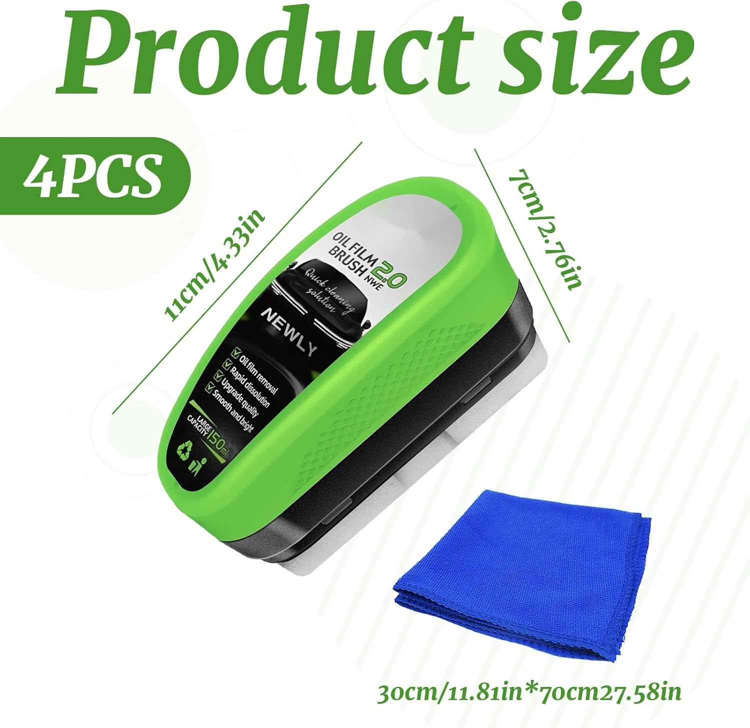 New Upgraded Car Window Cleaner, 2Pcs Clear Vision Windscreen Cleaner, Oil Film Cleaner Remover Strong Front Windshield, Clearvision Glass Cleaner with Cloth, Enhance Visual Effect of Windshield image number 1