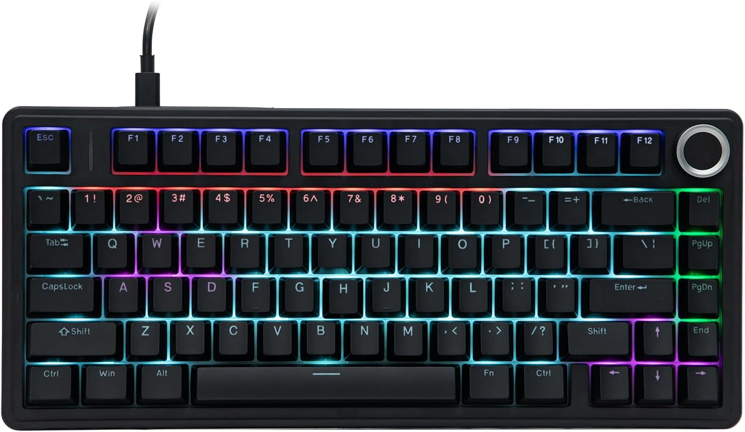 EPOMAKER Aula F75-Wired 75% Gaming Keyboard with Knob, Shine through ABS Keycap, Hot Swappable Creamy Mechanical Keyboard for Games/Office (Black)