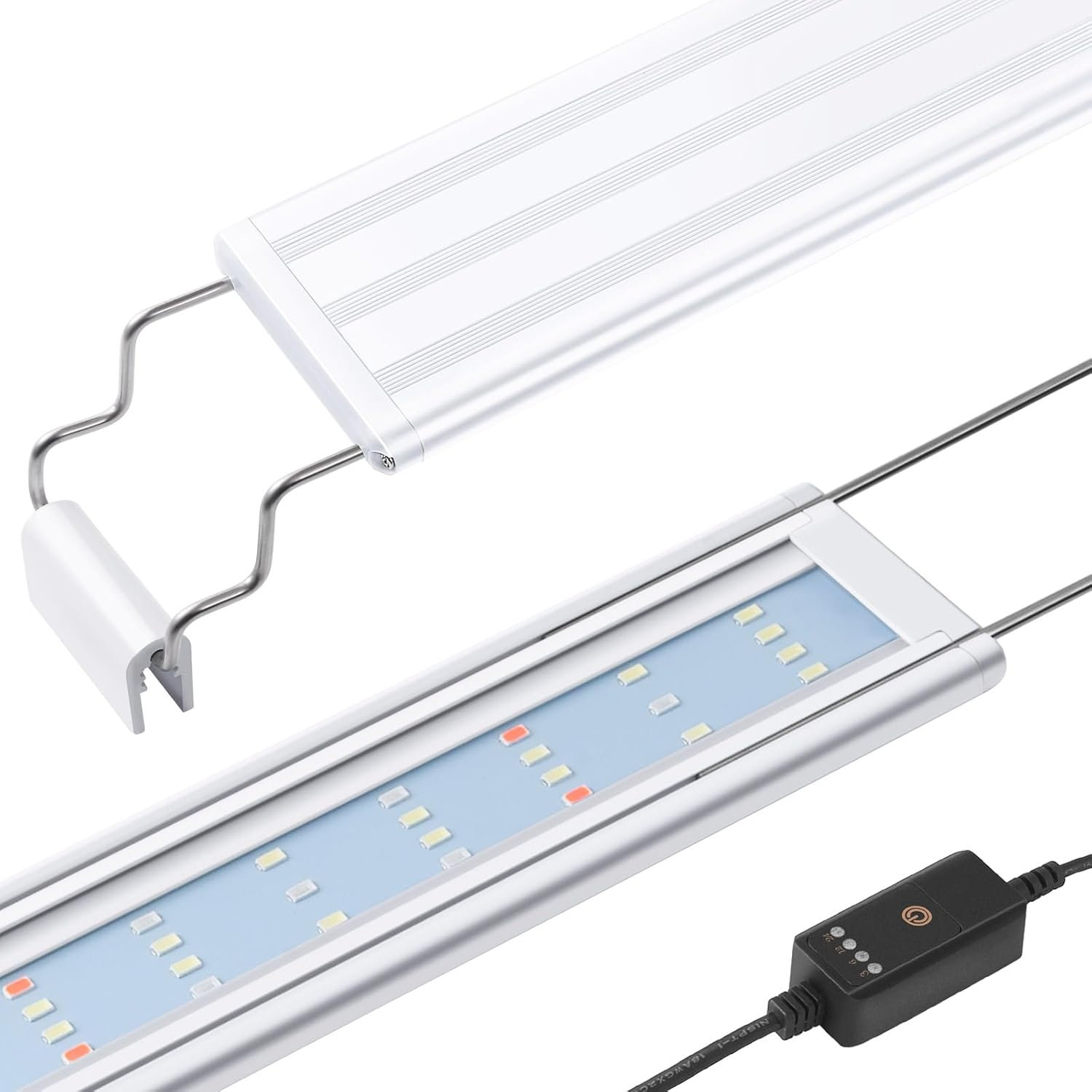 LED Aquarium Light with Timer, Full Spectrum LED Aquarium Plant Light, Classic LED Fish Tank Light with RGB Leds, with Stable Extendable Brackets (60-80Cm)