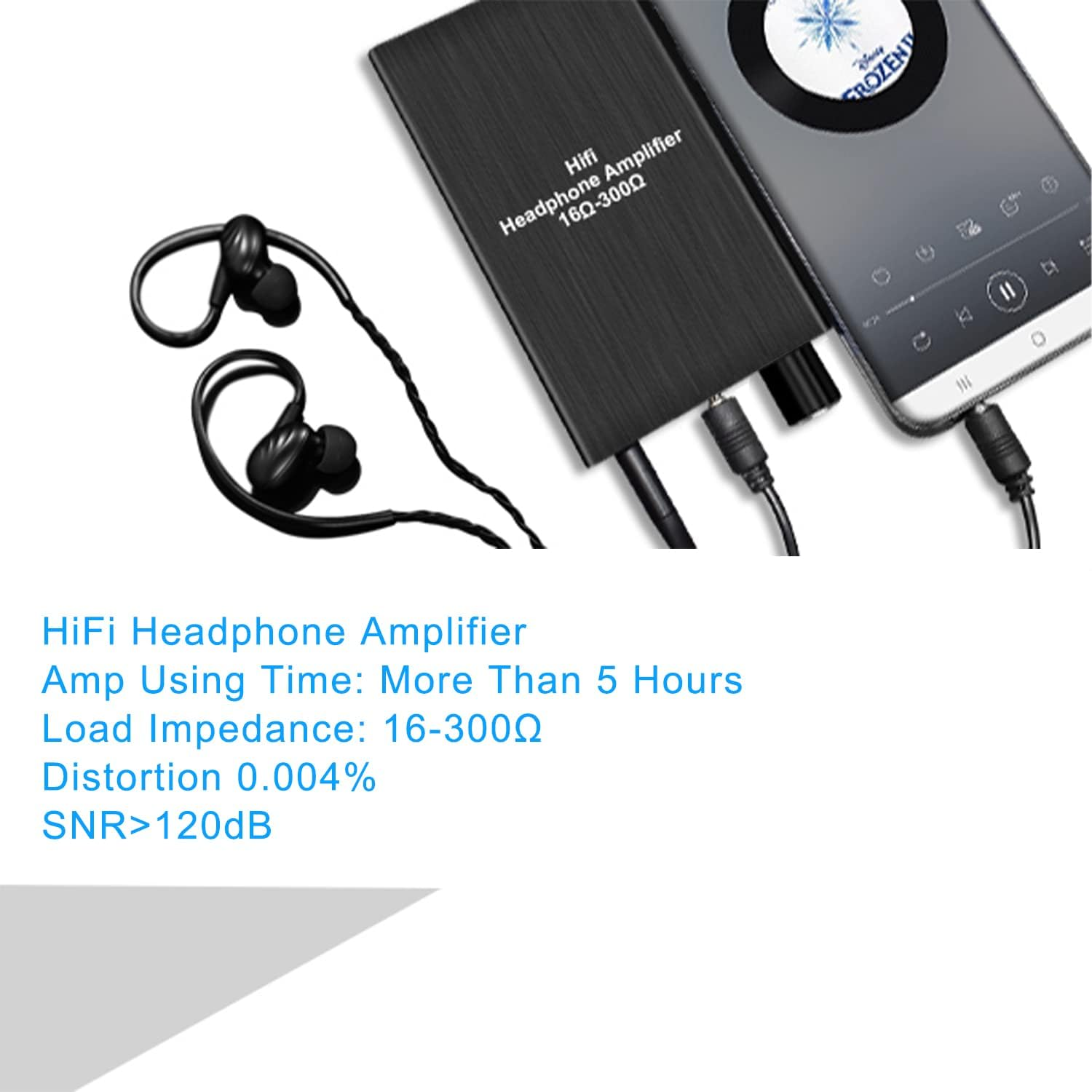 Headphone Amplifier, Portable Headphone Amp 3.5Mm Stereo Audio Out， Powered Dual-Output with Lithium Battery and 2-Level Boost，Headphone Amplifier for Iphone, Ipod, Ipad，Mp3，Mp4 and Computers image number 5