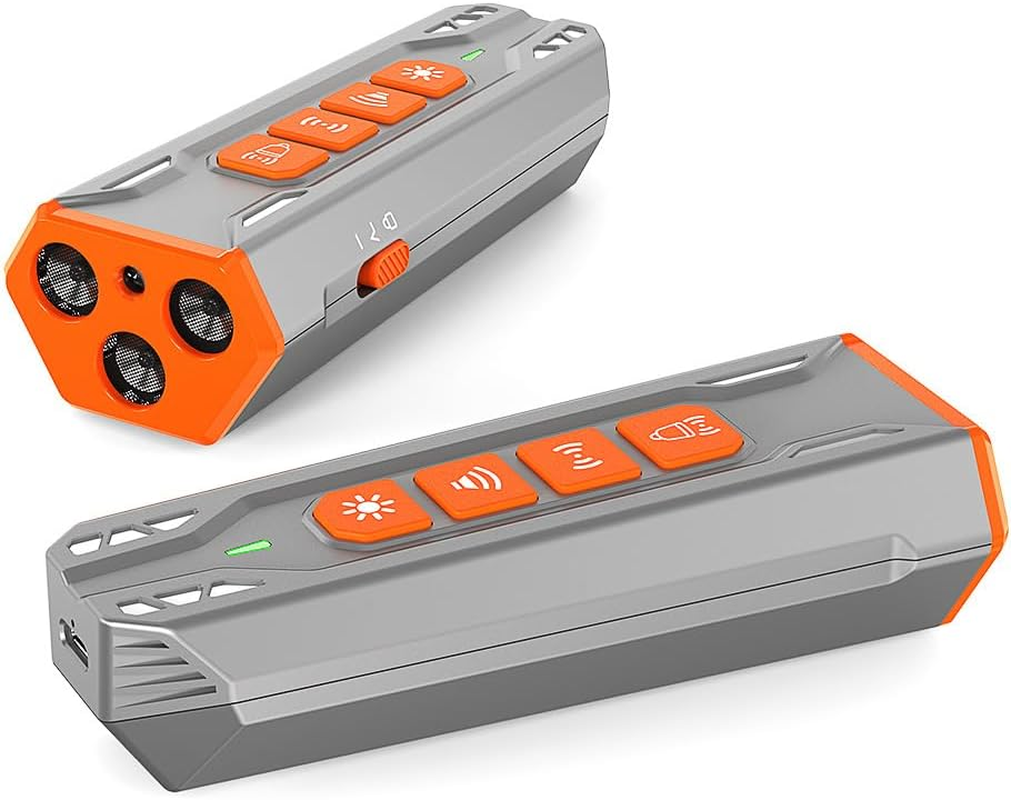 Dog Bark Deterrent Device - 2-In-1 Ultrasonic Dog Trainer with 2 Frequency Modes, 23Ft Range, LED Flashlight, Rechargeable Handheld Pet Training Tool for Bark Control & Behavior Training