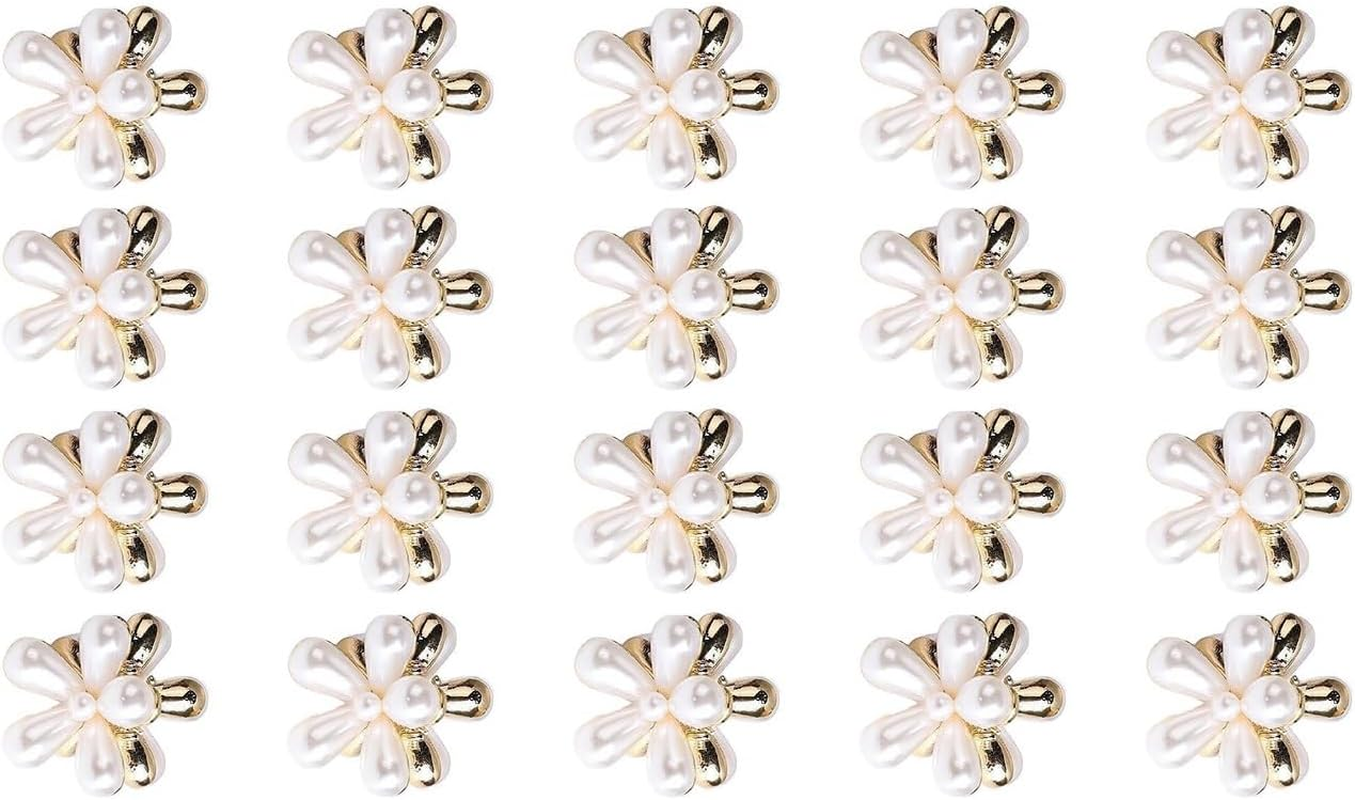 20 Pcs Mini Pearl Hair Claws Clips,Fashion Small Flower Clips,Sweet Cute Bangs Hair Barrettes Pins image number 2