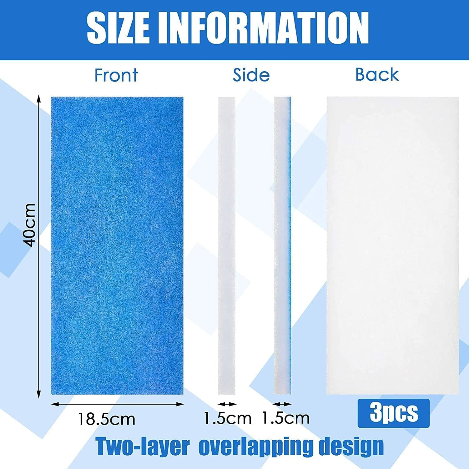 3 PCS Two- Layers Spray Booth Filter Fiberglass Booth Replace Filter Fit for Spray Booth image number 5