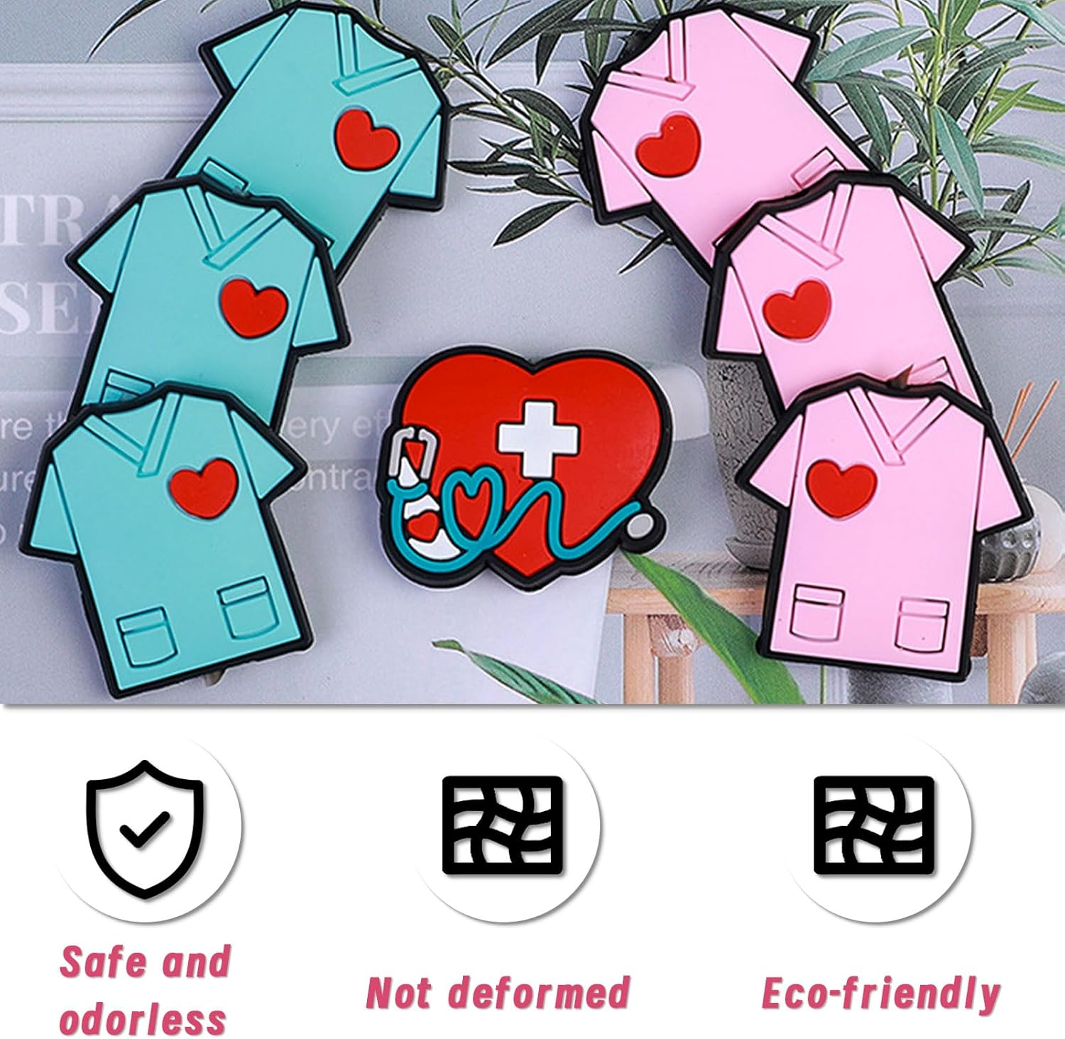 16 Pcs Stethoscope Silicone Focal Beads Nurse Colorful Silicone Focal Beads Bulk DIY Crafts Loose Spacer Beads for Keychain Jewelry Making Accessories Handmade Crafts image number 1