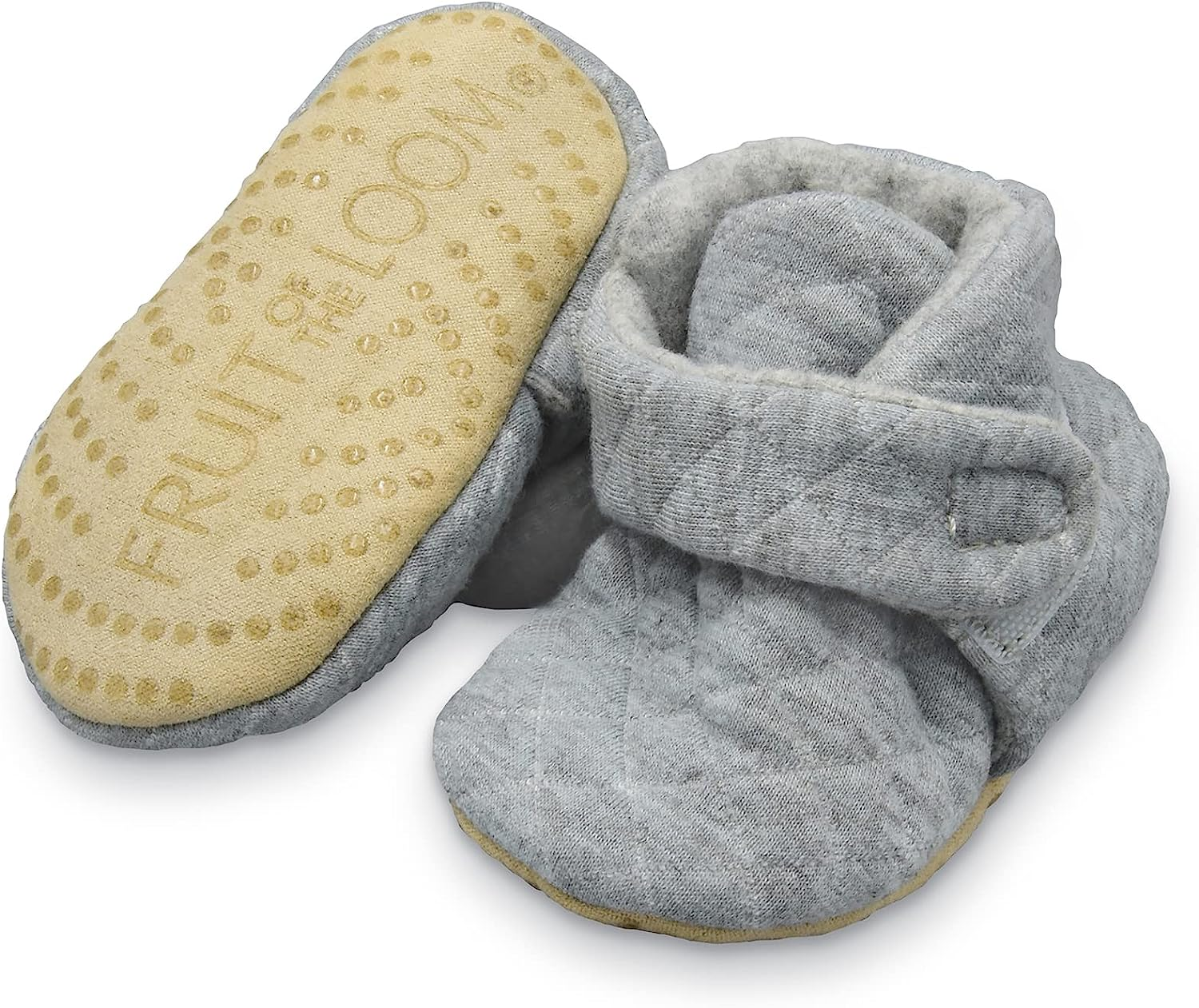 Fruit of the Loom Cozy Thermal Wrap Booties with Non-Skids for Baby Girls, Boys, Unisex, Grey, 18-24 Months Infant image number 1