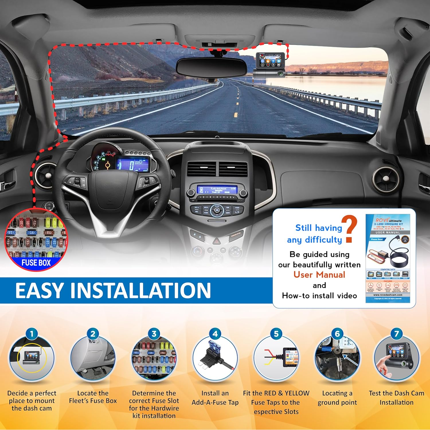 Dash Cam Hardwire Kit | USB Type C Port | for ROVE R2, R2-PRO, R2-Dual and R3 Dash Cam Models | Check Compatibility Image before Purchasing image number 4