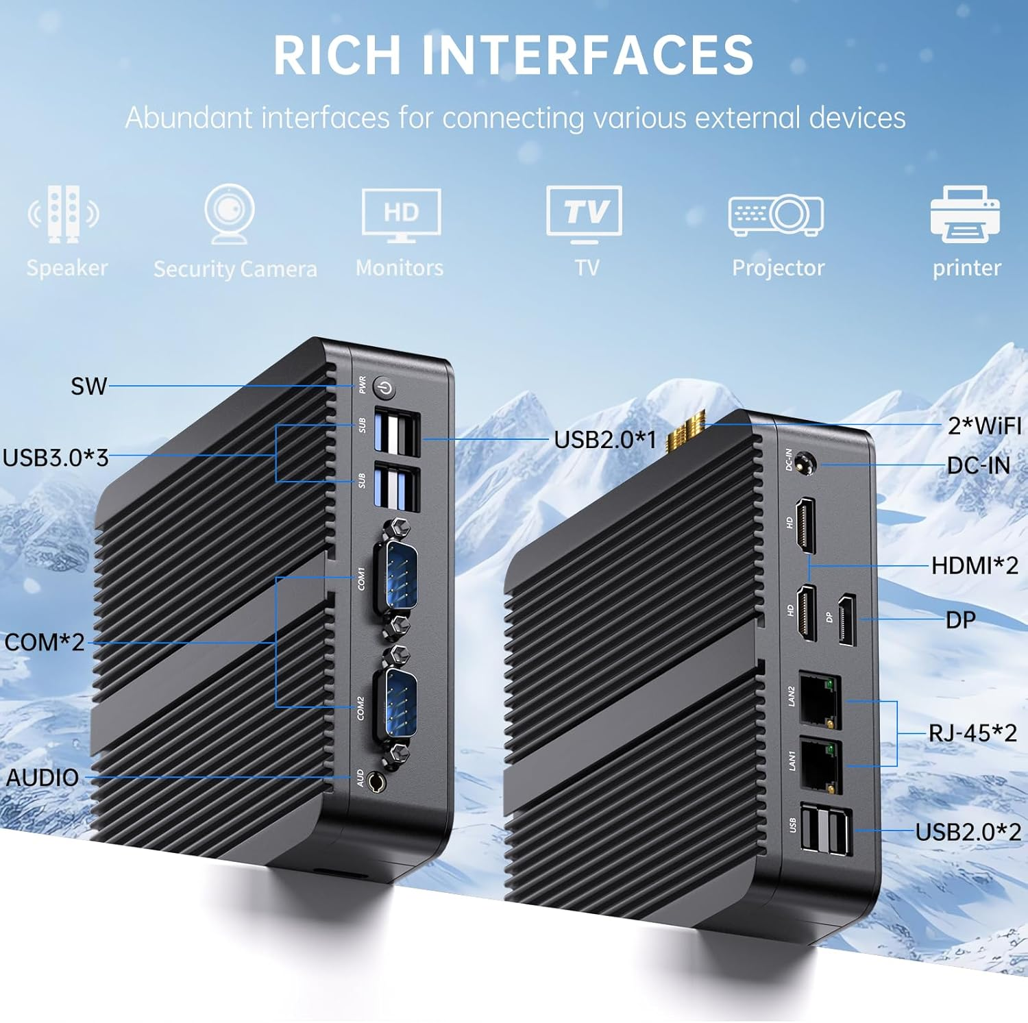 Industrial Mini PC, Fanless Computer 13Th Twin Lake-N150 (Up to 3.6Ghz, Upgraded N100), 16G DDR4, 256G NVME SSD, Win-11 Pro(Tpm2.0), COM RS232, Dual LAN, 4K@60Hz 2Xhdmi/Dp, Wifi6, BT5.2 image number 6