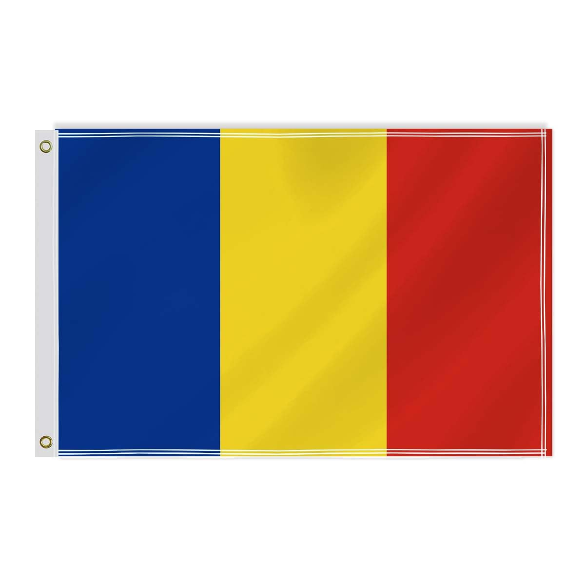 2&times;3 FT Romania Flag,60&times;90 Medium Size Romanians National Decor,Double Side Digital Printed 150D Polyester Banner with Canvas Header Brass Grommet image number 3