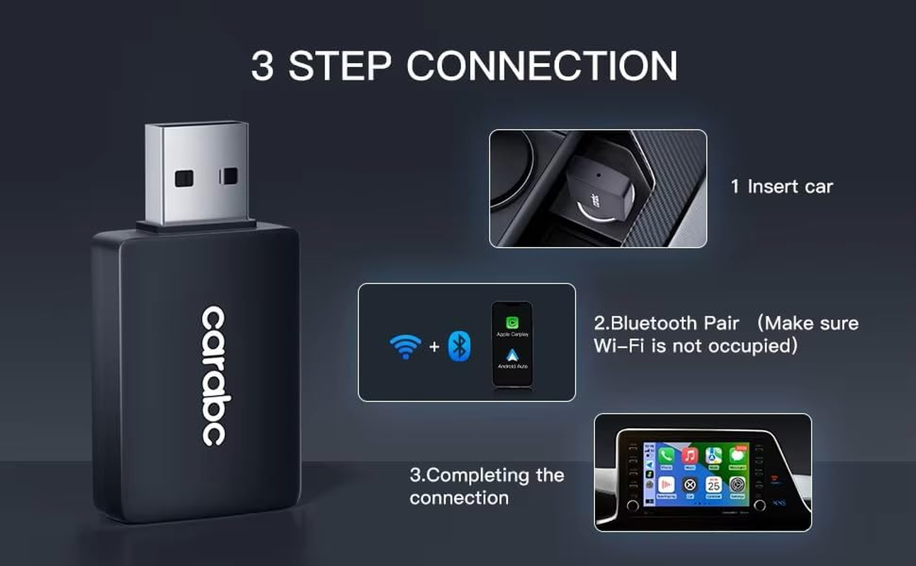 CARABC B1 Hottest Plug and Play Wireless Carplay Adapter Convert Wired Carplay to Wireless Carplay,Online Updates Keep Original Control,For Car from 2014 Onwards