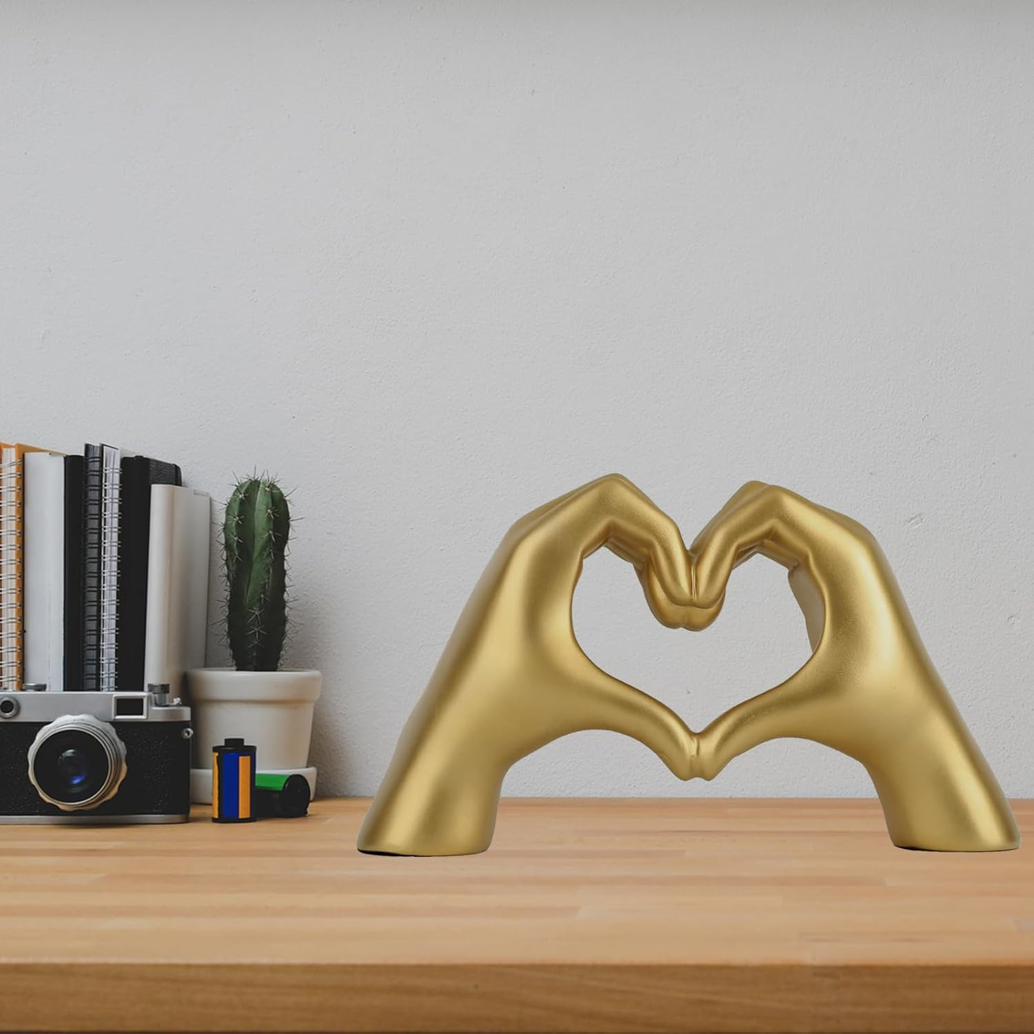 Heart Hands Gold Decor,Love Hand Statue - Heart Shape Finger Statues for Preppy, Modern & Aesthetic & Wedding Room Decor, Living Room, Bedroom, Desk, Shelf, or Table Decoration (Gold) image number 5