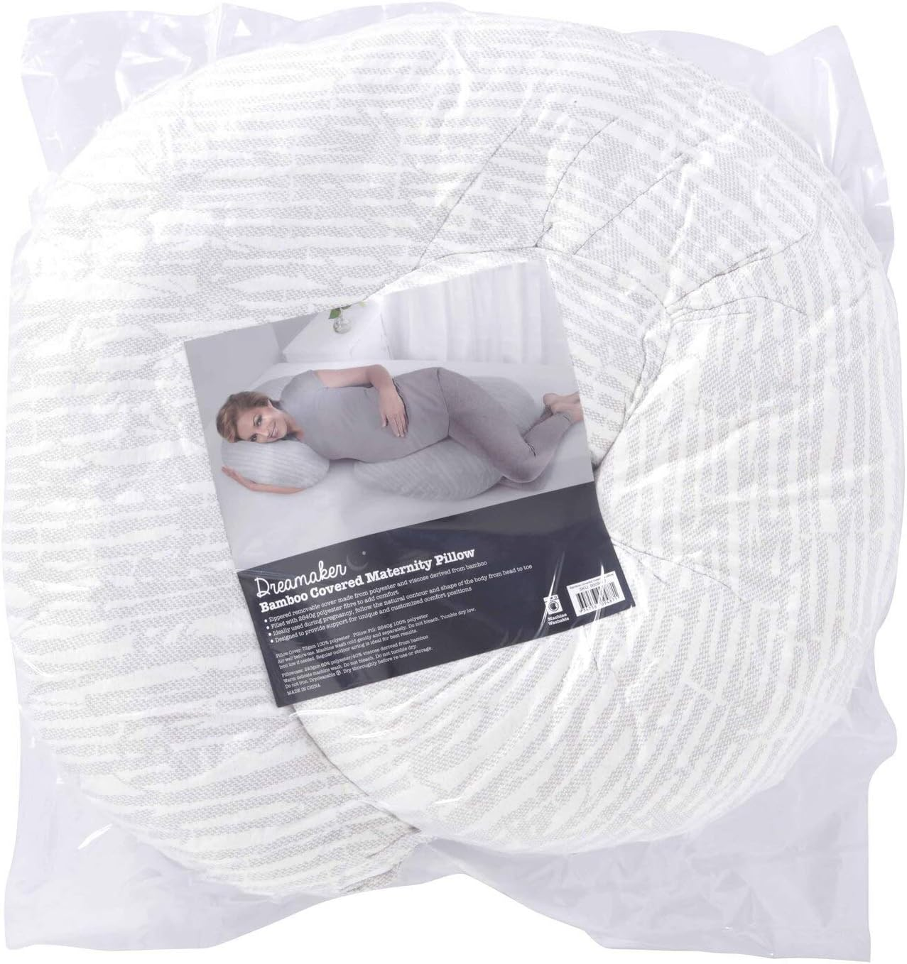 Dreamaker Bedding Maternity Pregnancy Nursing Pillow with Zippered Bamboo Washable Removable Cover C Shaped Natural Contour Full Body Hypo Allergenic anti Bacterial Support for Back HIPS Legs Belly image number 4