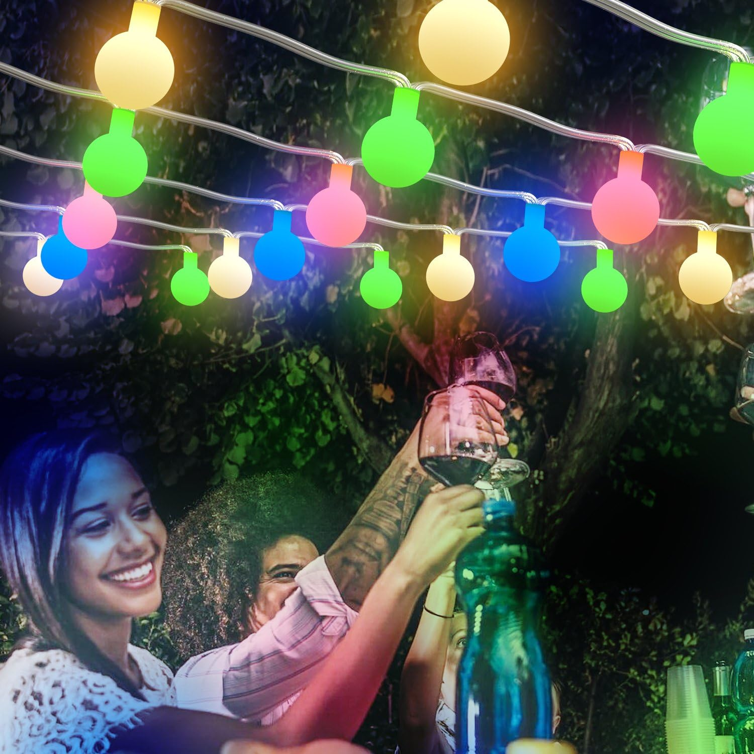 Bluefire Globe String Lights, 50 LED Globe Fairy Lights for Bedroom, 8 Mode Fairy String Lights Battery Operated for Wedding Party Birthday Christmas Gardens Decoration(Multicolor) - Multicolor(50 Led) image number 4