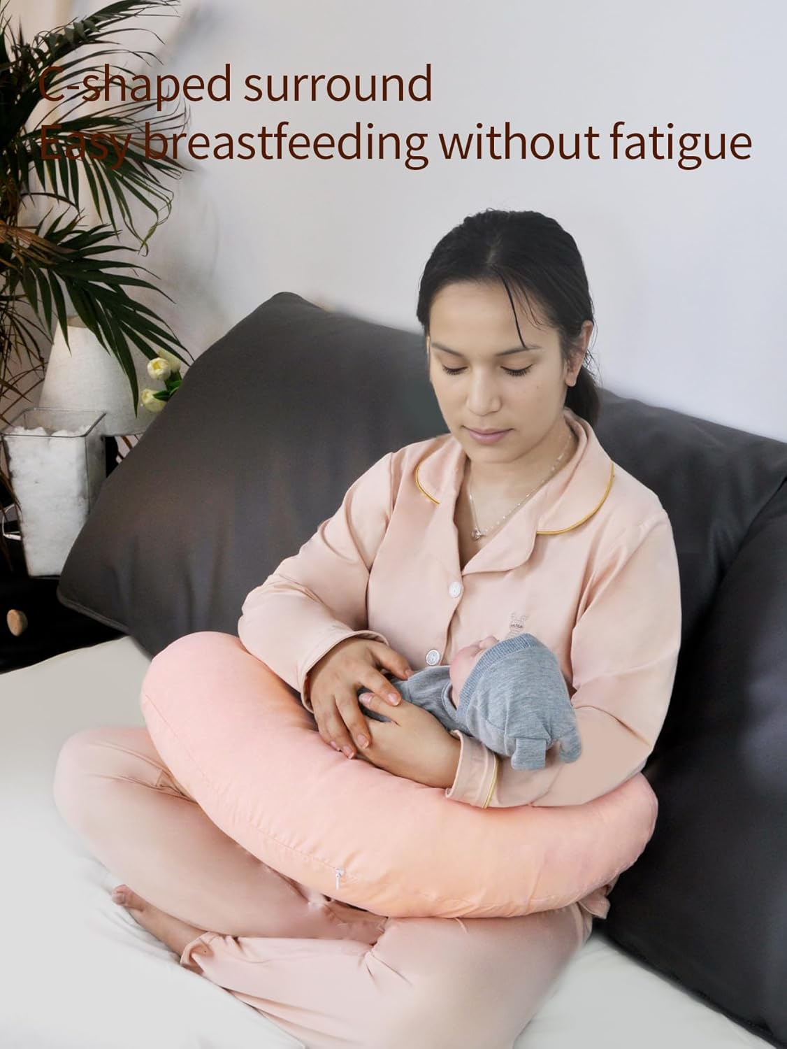 Nursing Pillow for Breastfeeding Ergonomic Nursing Essentials for Bottle and Breastfeeding, with Removable Nursing Pillow Cover, Machine Washable,Maternity Pillow（Pink） image number 3