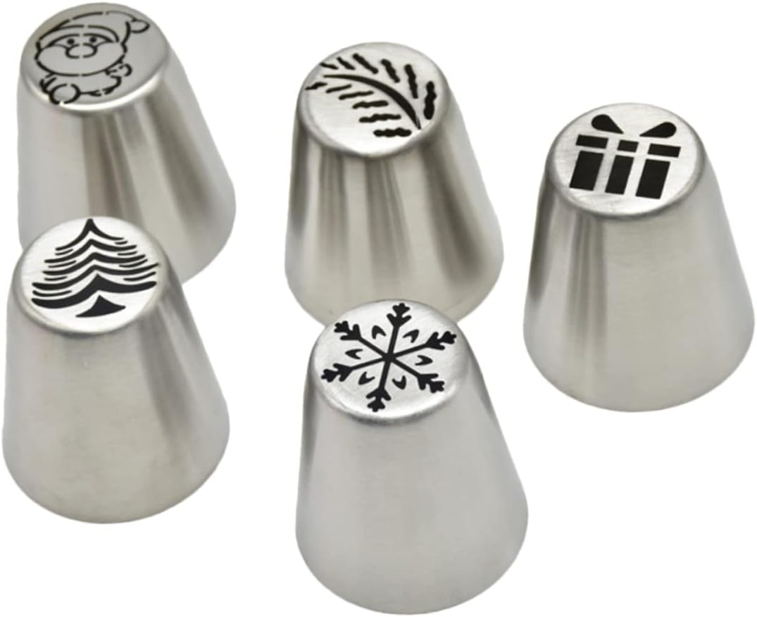 5Pcs Stainless Steel Decorating Nozzle Piping Tips Kit for Cake Christmas Piping Tip Baking Supplies for Cupcake Cake Home Decorations image number 2