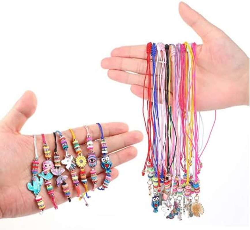 24 Pcs Kids Jewelry for Girls Woven Friendship Bracelets and Necklaces Set with Animal Unicorn Mermaid Butterfly Flower Pendants Little Girls image number 1