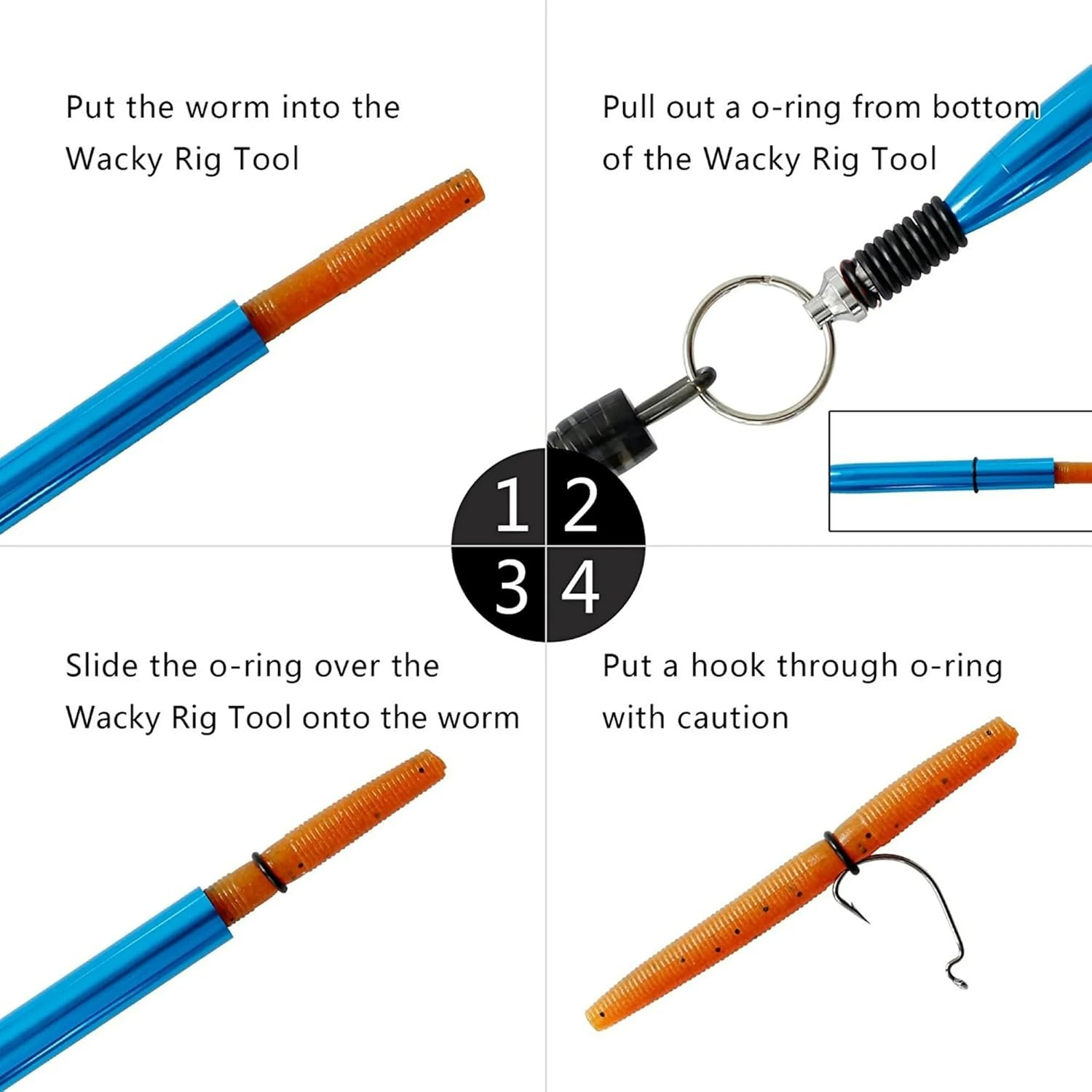 Wacky Rig Tool with 100 Fishing O-Rings,Wacky O-Rings Rigging Plastic Senko Style Worms, for Soft Baits Lures Fishing Accessories image number 1