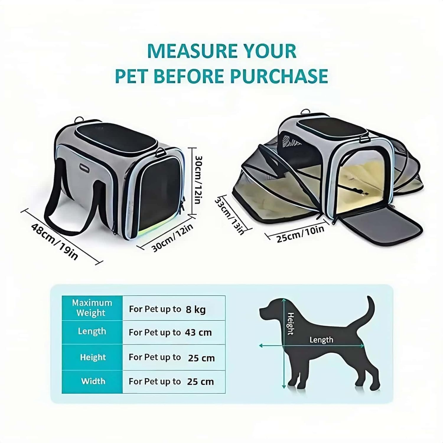 2 Side Expandable Pet Carrier for Cats & Small Dogs, Airline Approved Portable & Soft Sided Carrier Travel Bag image number 3