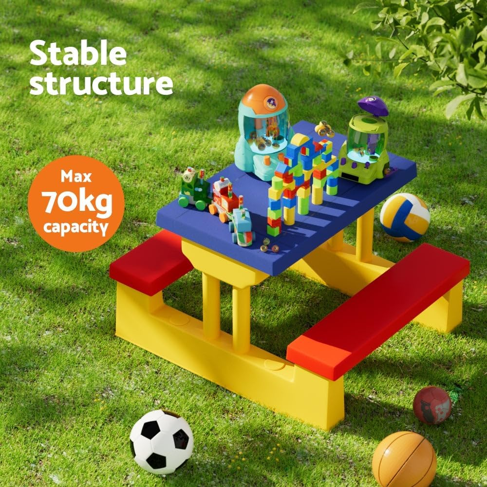 Keezi Kids Outdoor Table and Chairs Set Picnic Bench Umbrella Children Indoor image number 5