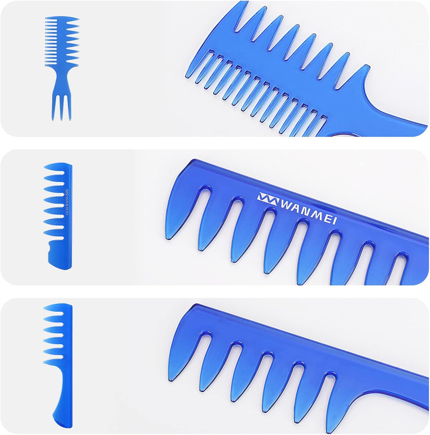 Tbestmax 6 Pcs Hair Comb Styling Set Tail Combs Afro Pick Pik Brushes African American Hair Brush Barber Blue