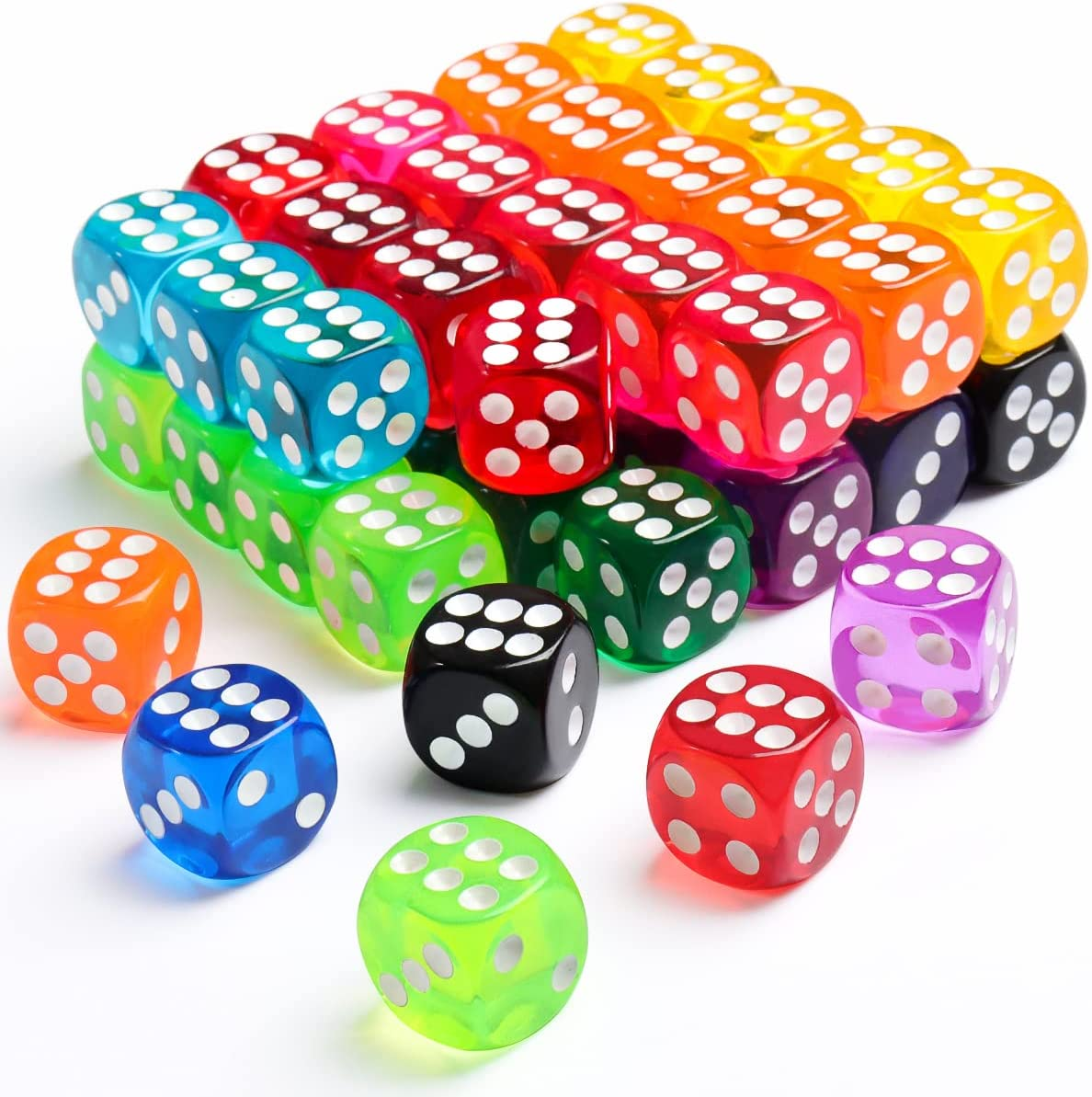 14Mm Game Dice Set, 6 Sided Colorful Dice for Board Games, Math Learning, Dice for Classroom, Party Favors (50 Pack) image number 2