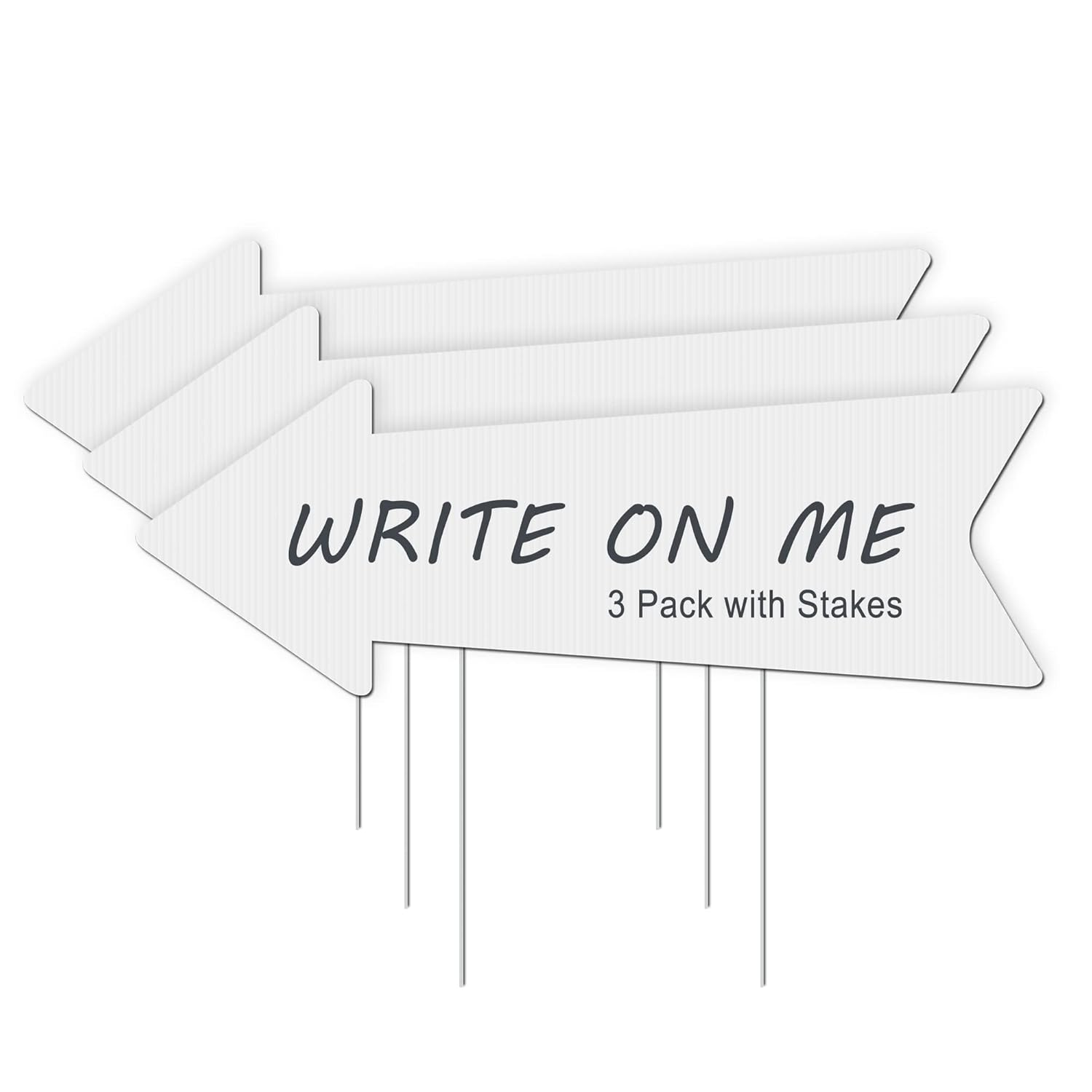 Blank Arrow Signs with Stakes 15 Pack 17 X 6 Inches Wedding Directional Yard Signs with Stakes, This Way Arrow Yard Signs Birthday Party Signs Arrow