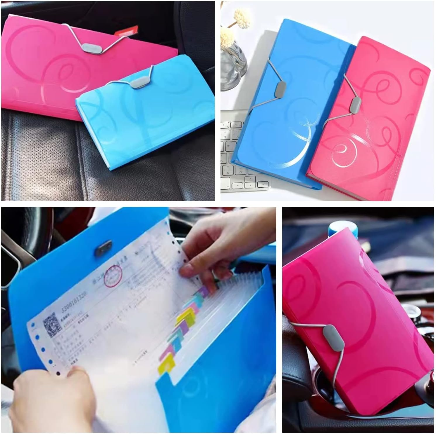 3Pcs A6 Plastic File Organizer Wallet Mini Expanding File Folder,13 Pockets Accordion File Mini Organizer Wallet,Expanding File Document Storage Wallet,Expanding File Organiser Accordion Folder image number 1