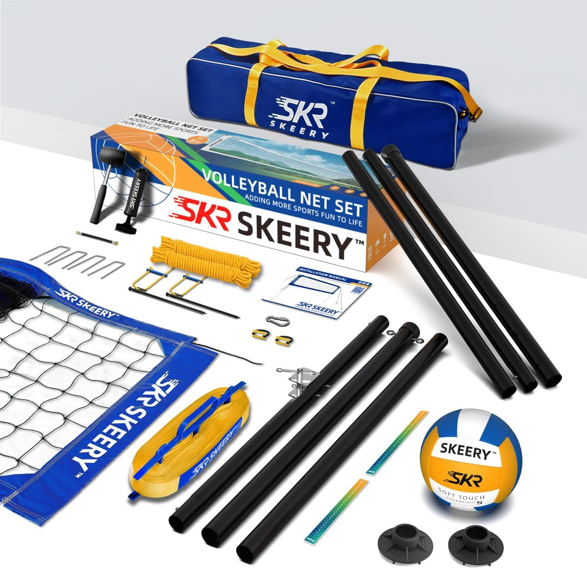 Outdoor Heavy Duty Volleyball Net Set, Anti-Sag Design, Adjustable Aluminum Poles, Portable Volleyball Net for Backyard,Grass and Beach - White image number 7