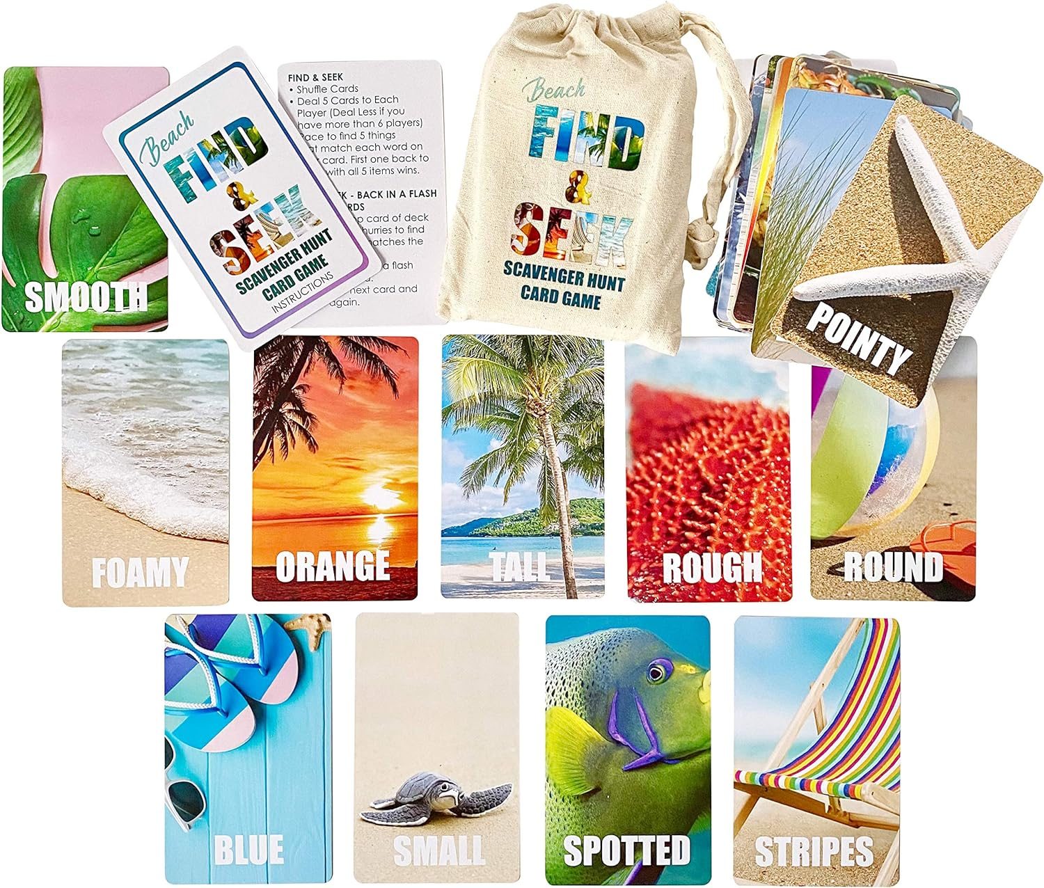 Hapinest Find and Seek Scavenger Hunt Outdoor Indoor Card Game for Kids, Beach Edition image number 6