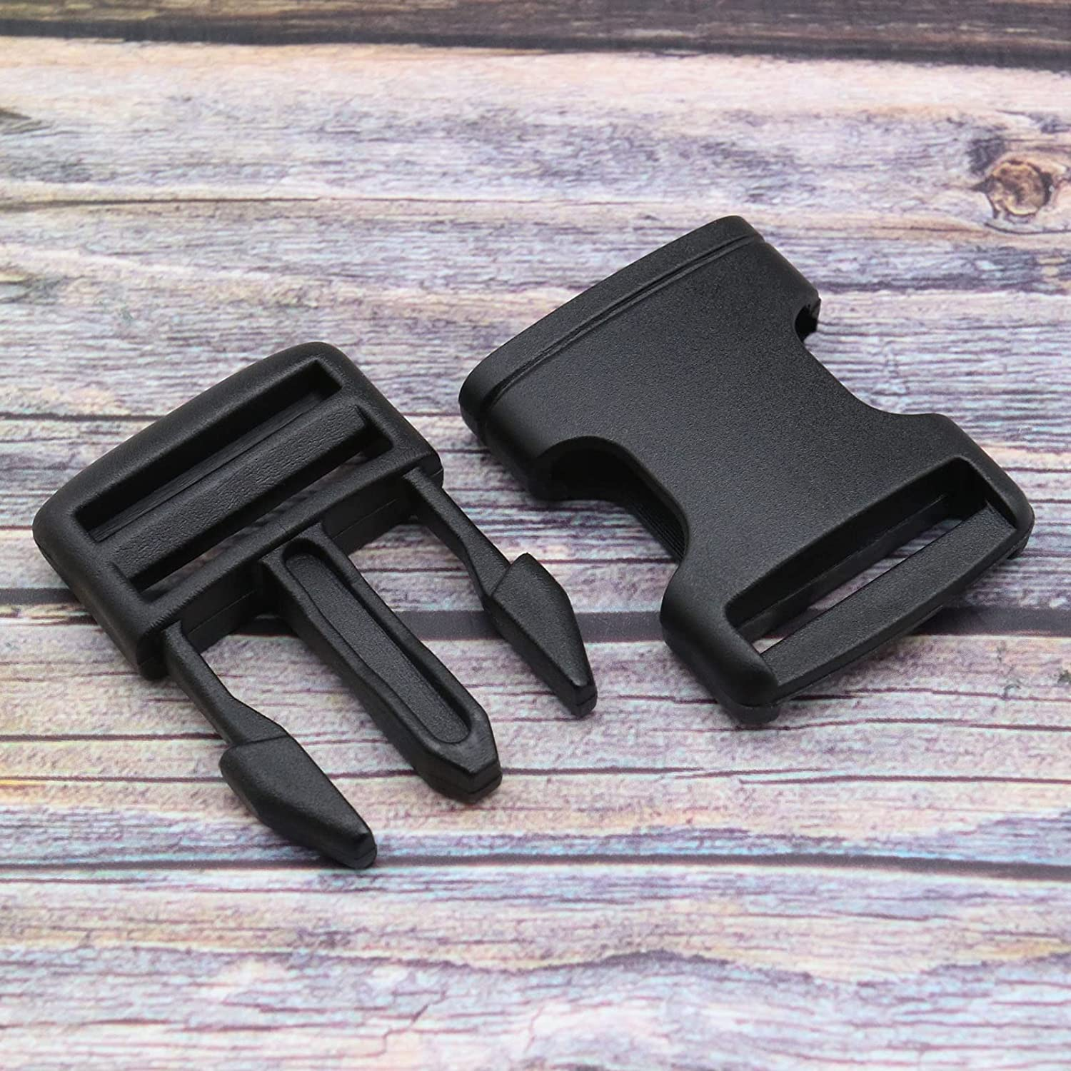 8PCS Plastic Quick Side Release Buckle Clips Contoured Side Release Buckles for Backpack Fanny Pack Travel Bag Pet Collar 25Mm & 38Mm Black image number 6