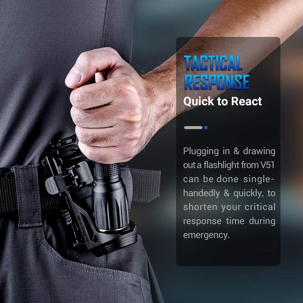 Nextorch V51 Tactical Torch Holster for Duty Belt, 360 Degree Rotation Torch Holder with Lever Side Lock System for 1"-1.25" Diameter Torch, Black image number 1