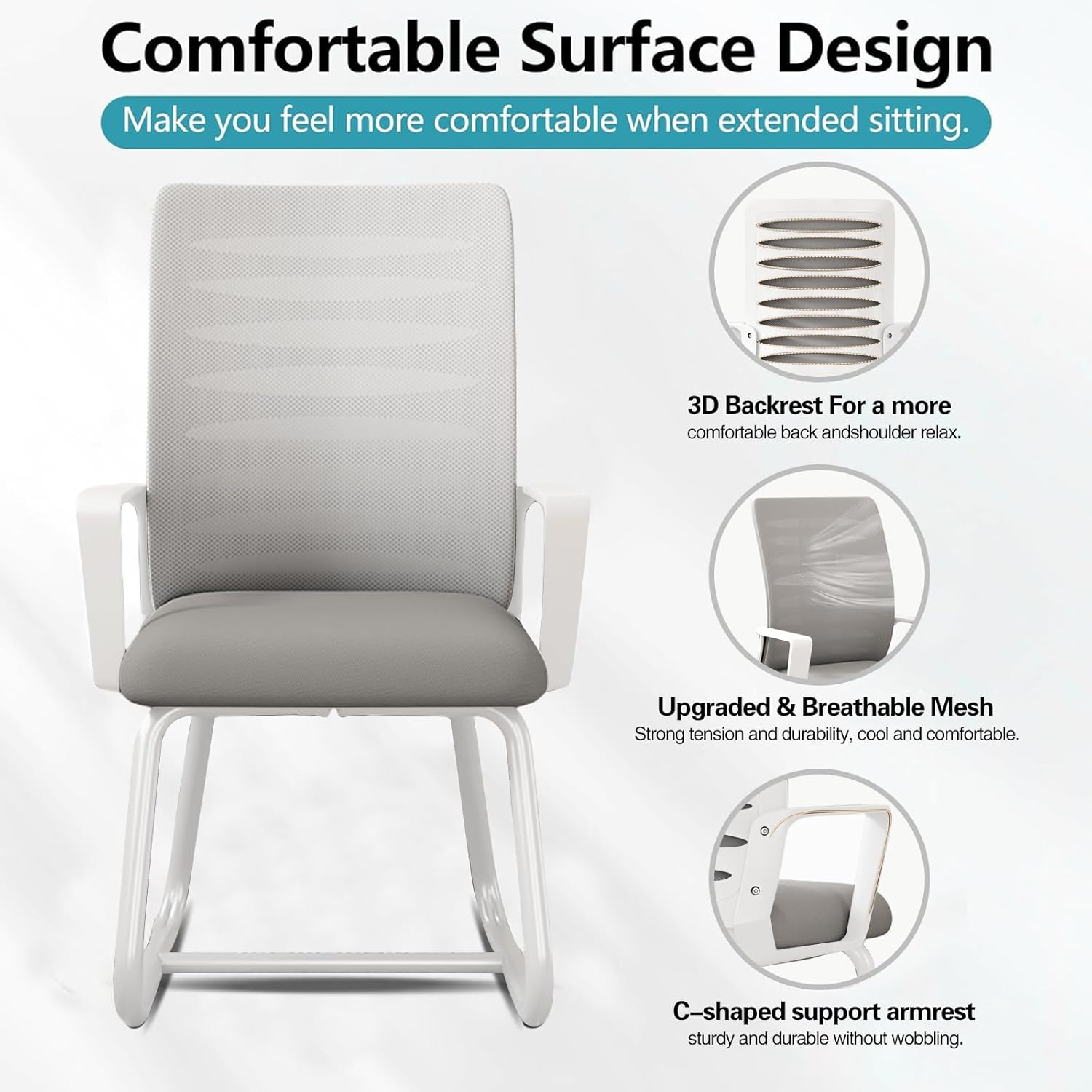 Office Chair, Ergonomic Computer Desk Chair with Soft and Breathable Latex Cushion, Mid Back Home Office Study Computer Chair with Comfortable Lumbar Support for Teens Men Women image number 4