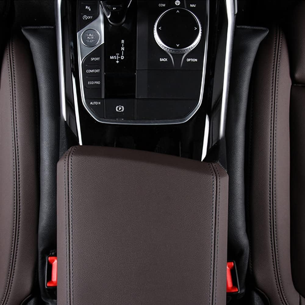 2PCS Leather Car Seat Gap Filler, Car Seat Gap Stopper Anti-Drop Space Slot Reserved Safety Belt Space, Premium Car Gap Filler Pad Car Accessories for Women and Men(Black) image number 4