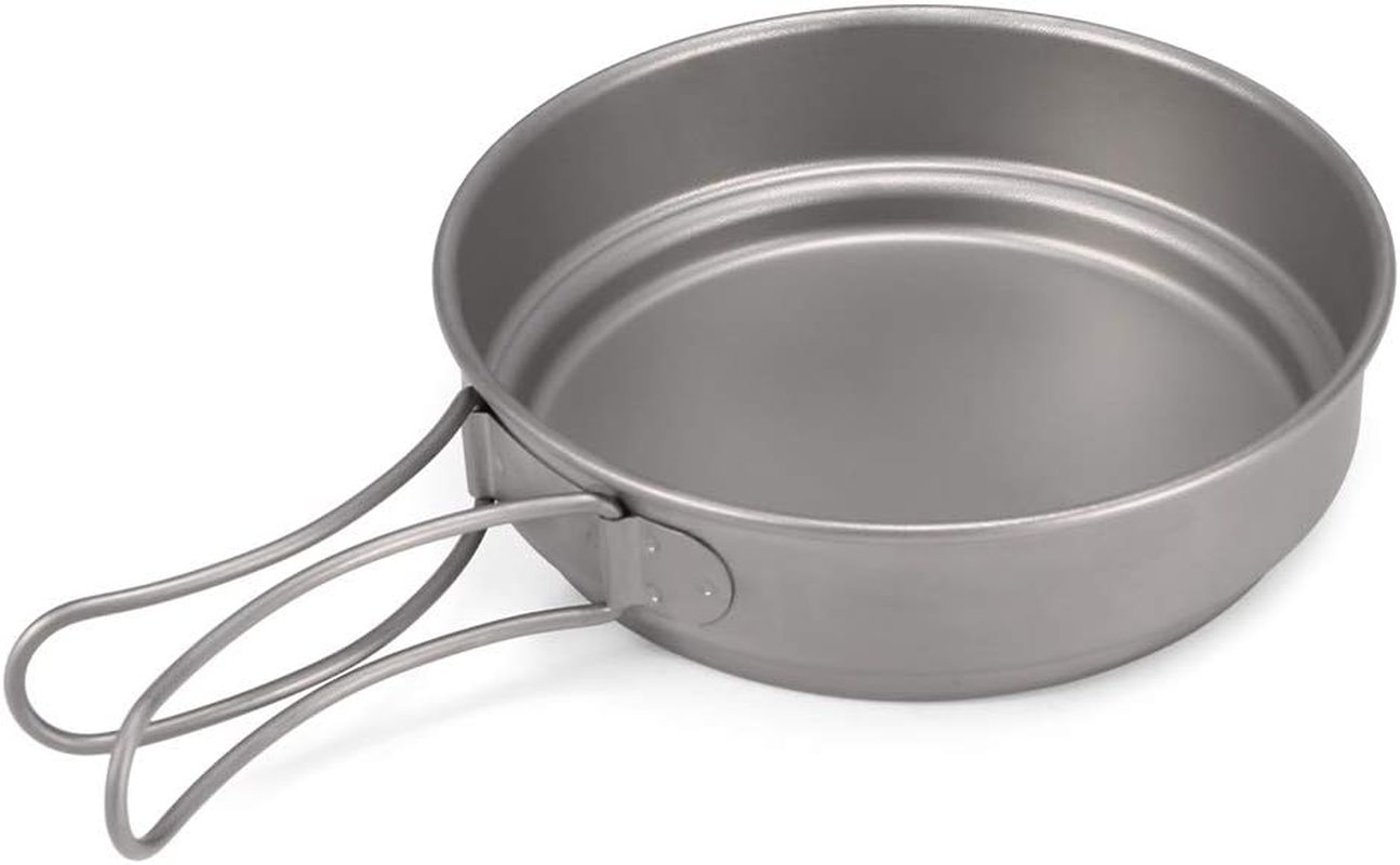 LAPOOH Camping Titanium Cookware Set 1000Ml 750Ml Pot Pan Spoon Set for Outdoor Camping Hiking Backpacking Picnic Cooking Equipment image number 4