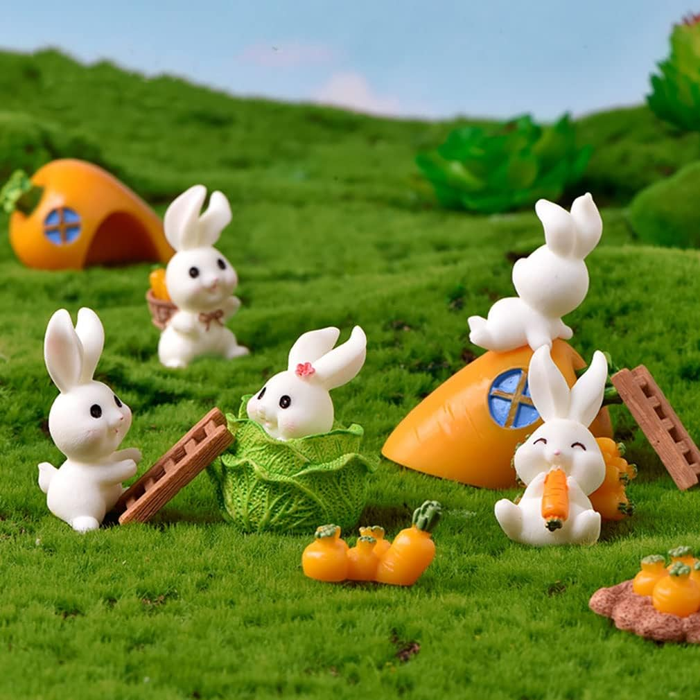 12 Pcs Cute Animal Rabbit Character Toys Cake Toppers, Rabbit Figures Collection Playset Fairy Tale Garden Decoration Christmas Birthday Gift image number 5