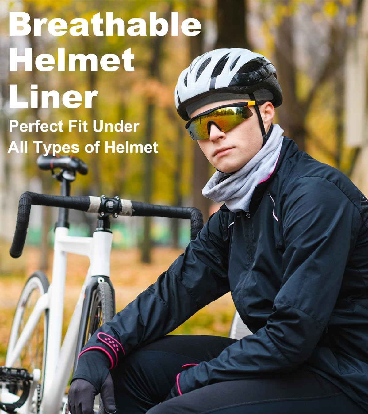 3 Pieces 100% Cotton Skull Caps Beanie for Men Women Lightweigt Night Cap Sleep Hats Breathable Helmet Liner image number 3