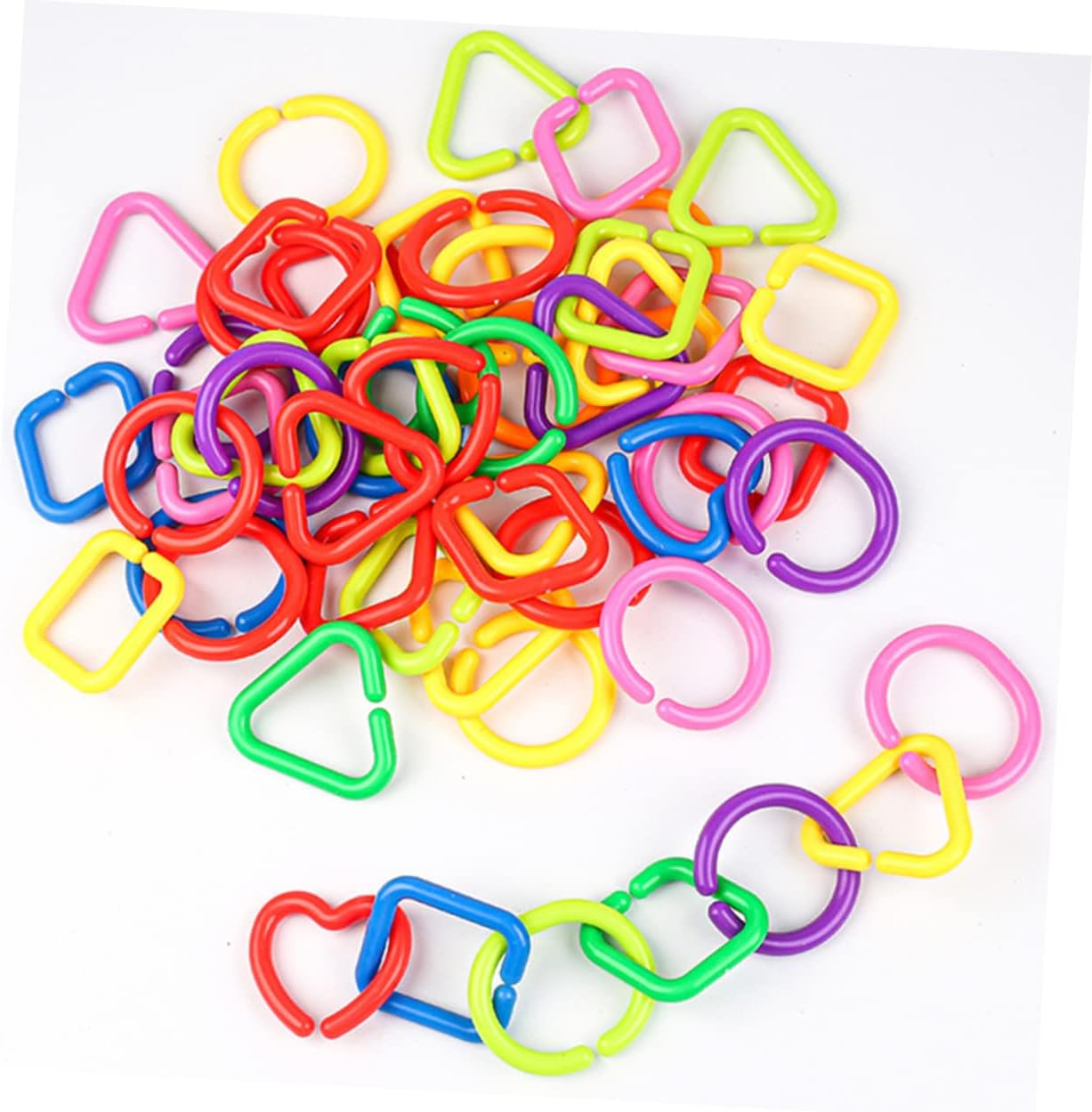 Angoily 35Pcs Link Ring for Boy Girl Geometric Chain Links Early Education Grasping for Stroller Crib Car Seat and Diaper Bag Attachments image number 2