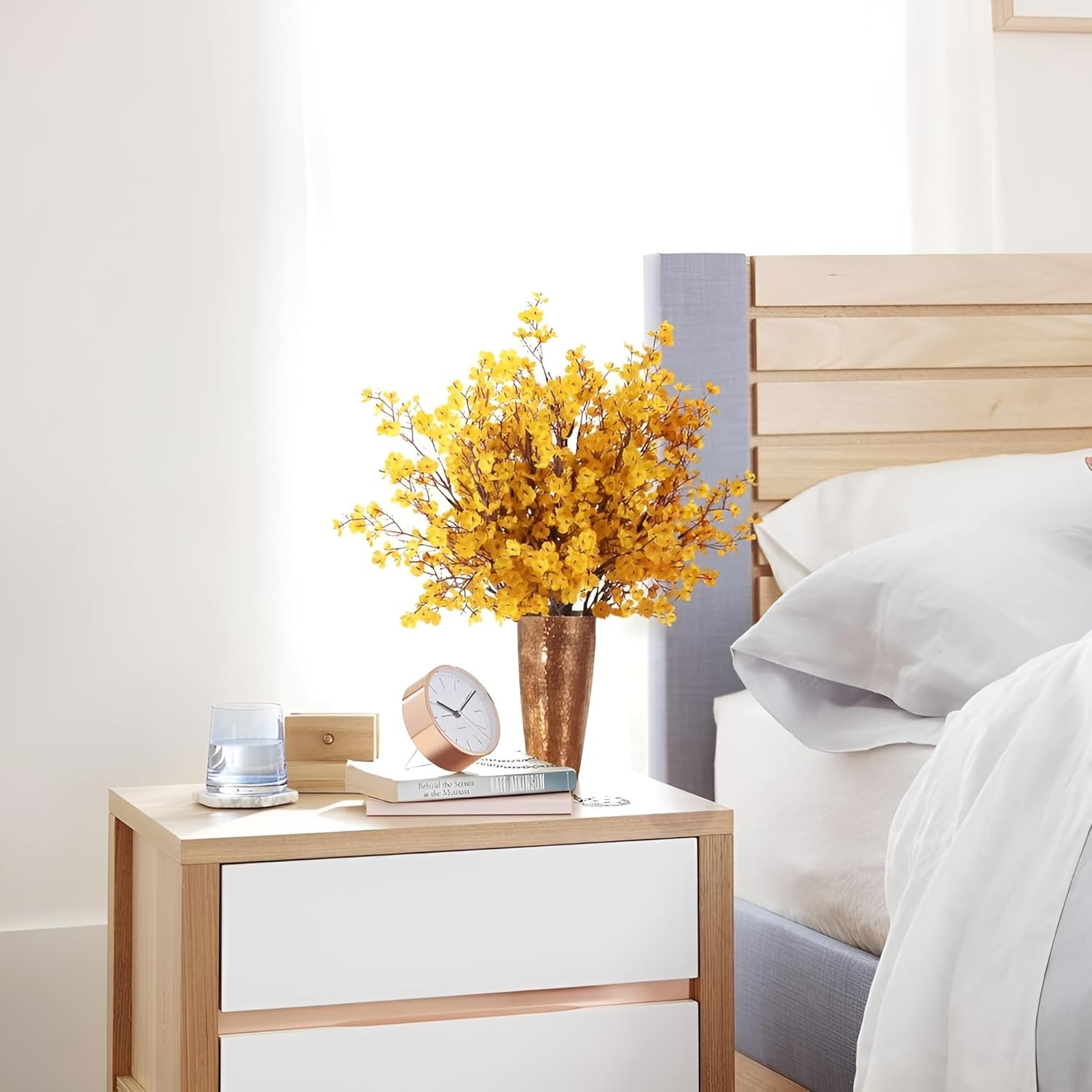 12 Pcs Fall Flowers Artificial for Decoration, Babys Breath Artificial Flowers Orange Fake Flowers Gypsophila Bouquet for Home Centerpiece Table D&eacute;cor - Fall Orange image number 4