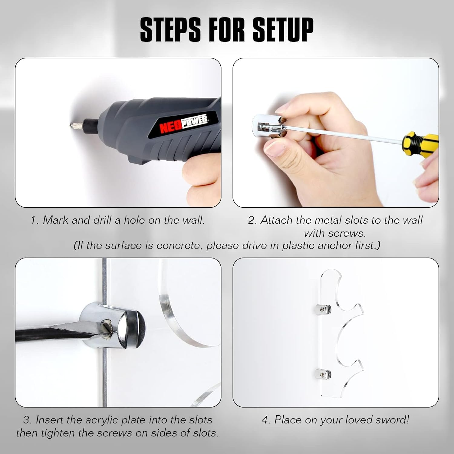 TOPNEW Lightsaber Wall Display Stand, Acrylic Light Saber Holder Mount, Transparent Rack Suitable for Swords image number 6