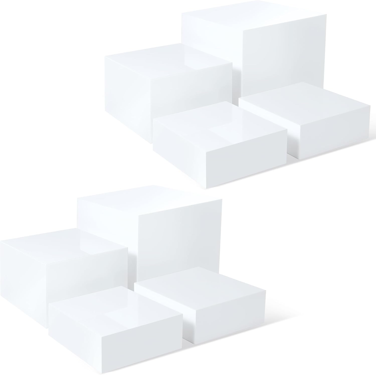 Set of 8 Acrylic Cube Display Box Risers Food Buffet Riser for Table, Retail Showcase, Catering, Cakes, Collectibles, Toys, Jewelry, Cosmetics, Crystal Decor Container, Stackable Nesting Stands image number 3