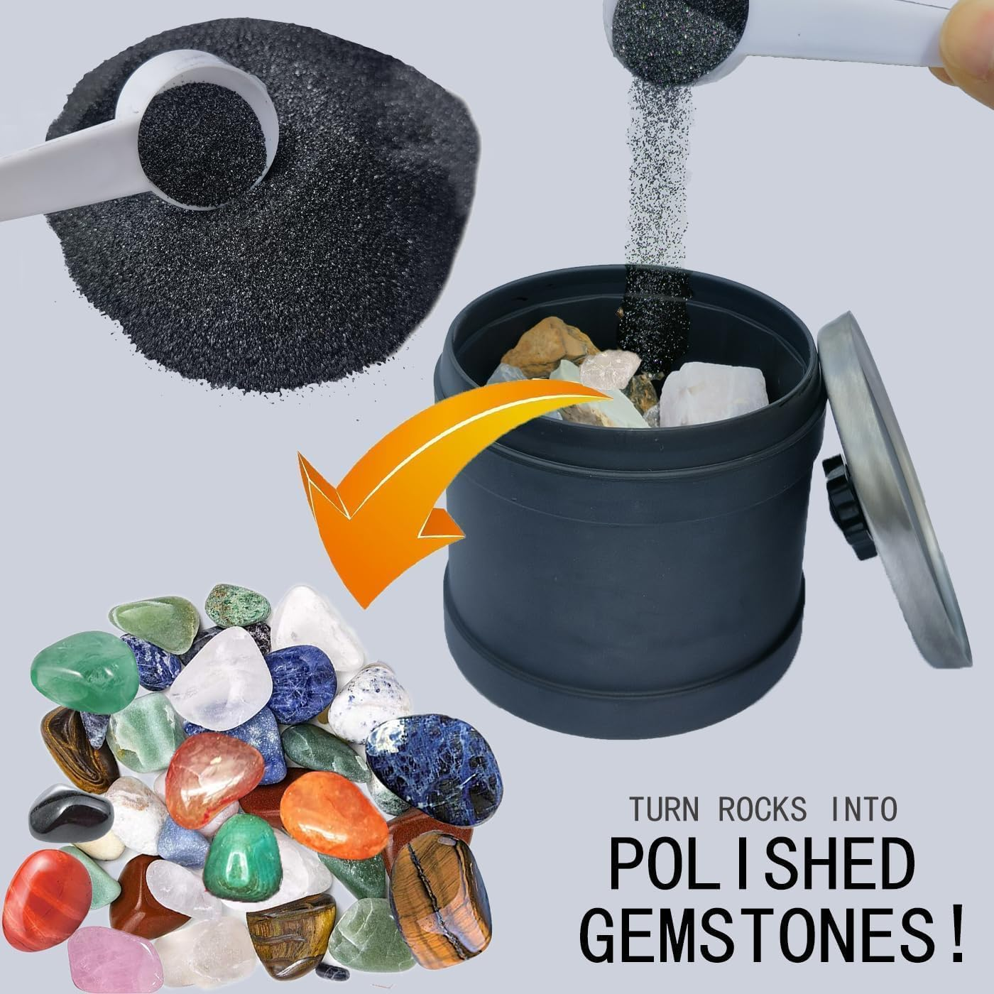 Toromp 4 LBS Rock Tumbler Grit and Polish Refill Kit and Ceramic Tumbling Filler Media - Tumbling Grit Media, Polish up to 20 Lbs. of Rocks, Works with Any Rock Polisher & Tumbler Supplies&hellip; image number 2