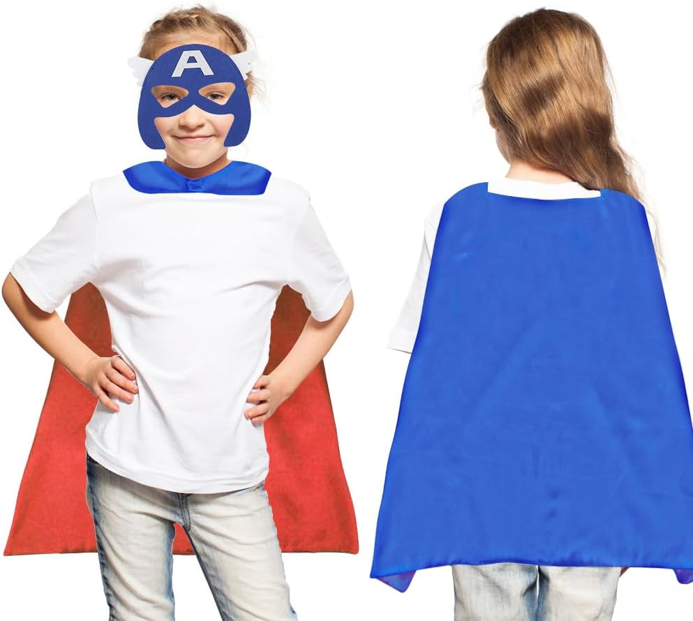 AUTOWT Kids Superhero Cape Set with Mask Storage Bag & Slap Bracelets for Boys Dress up Costumes Halloween Christmas Birthday Party（4Pcs） image number 5