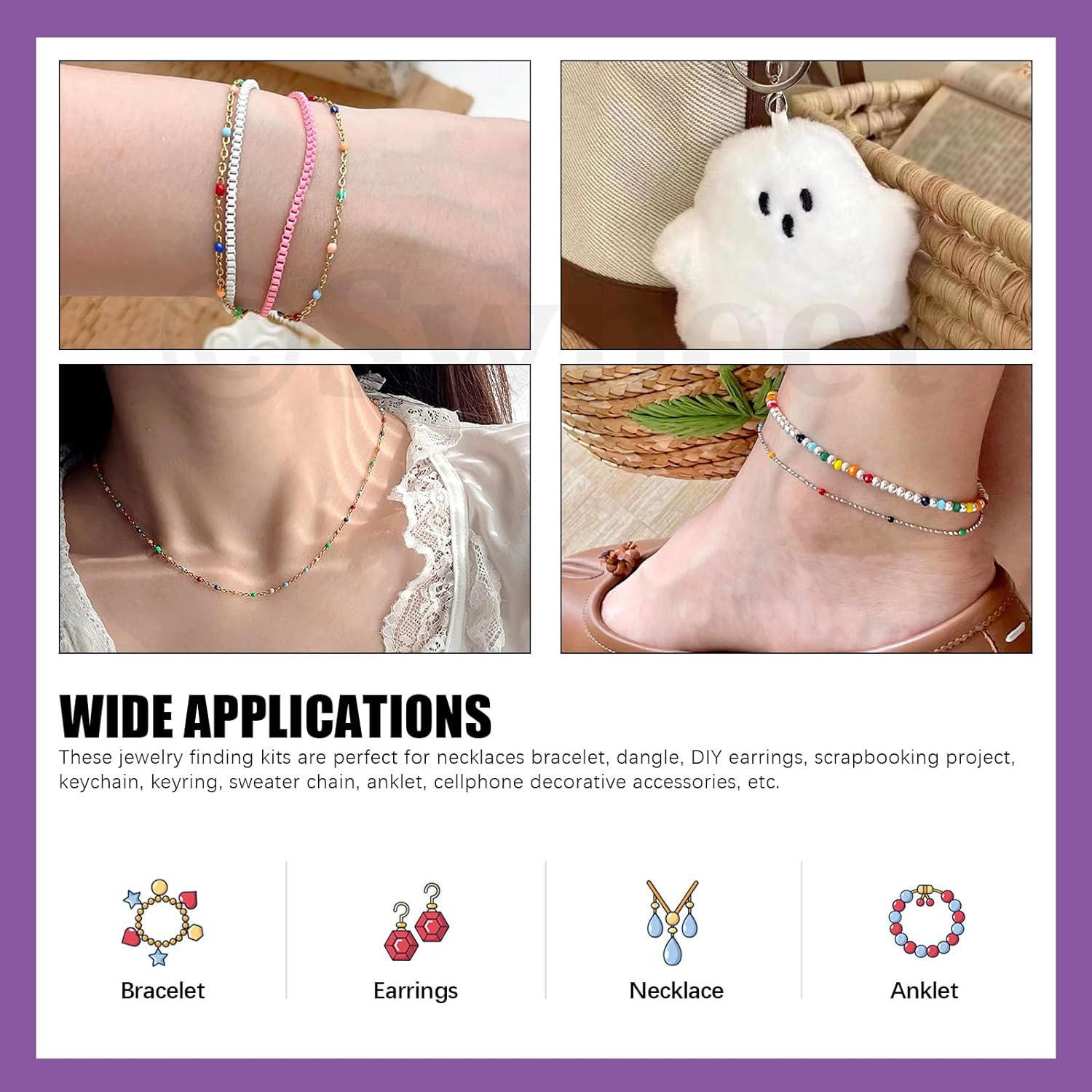 Swpeet 430Pcs Bronze Ribbon Bracelet Assortment Kit, Bookmark Pinch Crimp Ends Lobster Clasps with Jump Rings and Chain Extenders for DIY Making Bookmark Pinch Bracelet Choker Necklace - Bronze image number 4