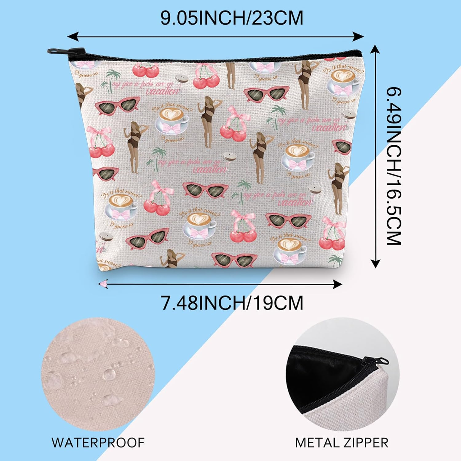 Sabr-Rina Makeup Bag Espresso Martini Gift My Give a F*Ck Are on Vacation Tour 90S Music Fans Concert Cosmetic Bag, Is It That Sweet Makeup Bag 3Uk, Fashion image number 5