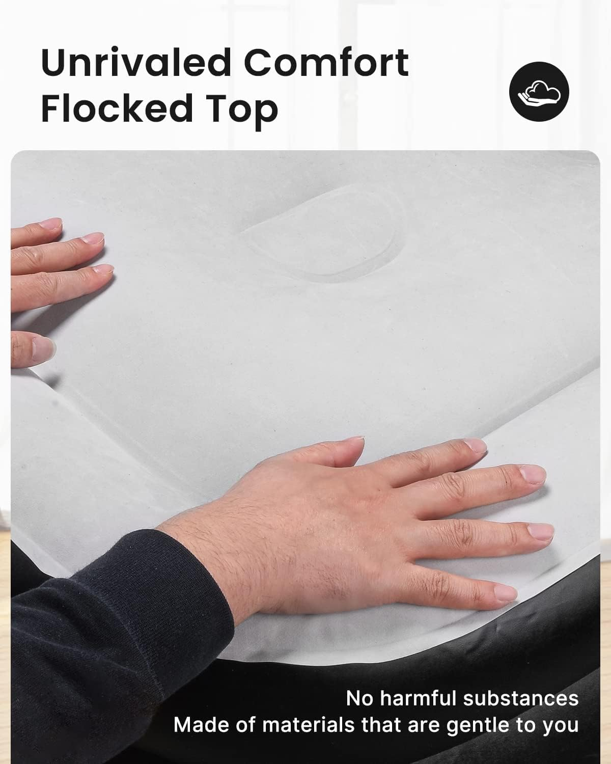 Queen Size Air Bed, Inflatable Bed with Built-In Pump, 3 Mins Quick Self-Inflation/Deflation Air Mattress, Blow up Bed for Home Portable Camping Travel 203 * 157 * 47Cm 300Kg MAX image number 4