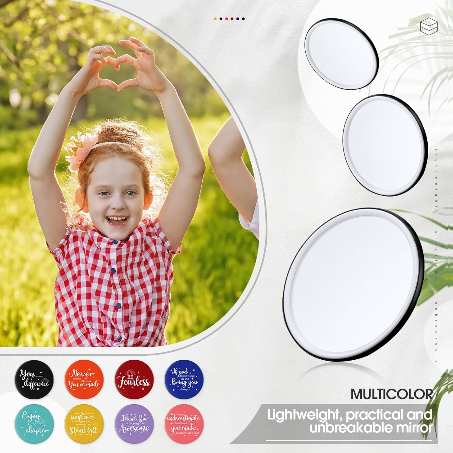 Kigley 48 Pcs Inspirational Compact Mirror for Women Bulk Medical Assistant Gifts 2.8'' Purse Mirror Motivational Office Gift Vet Tech Rad Tech Pharmacy Respiratory Care Coworker (Colorful Base)