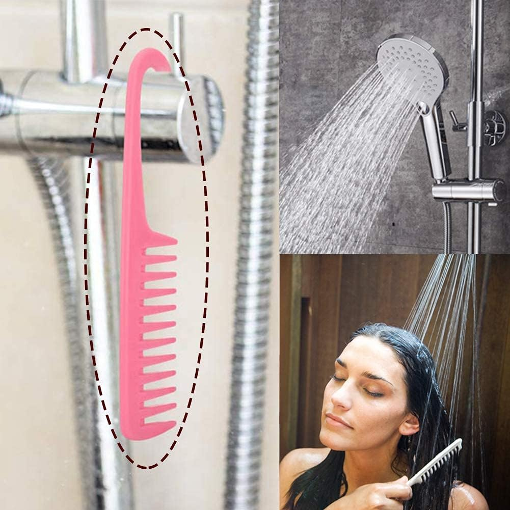 2 PCS Wide Tooth Comb, Detangling Comb, Shower Comb with Hook,Hair Comb Brush for Women Curly/Wet/Dry/Long/Thick Hair. (Pink) image number 3
